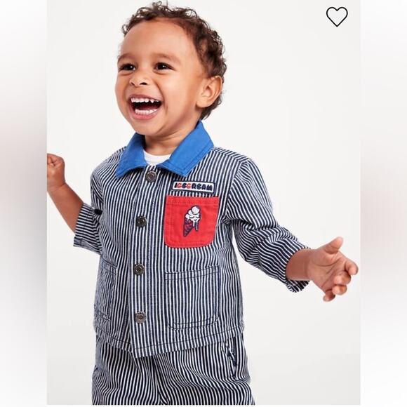 Old Navy Railroad Stripe Printed Loose Collared Twill Jacket - Picture 3 of 8